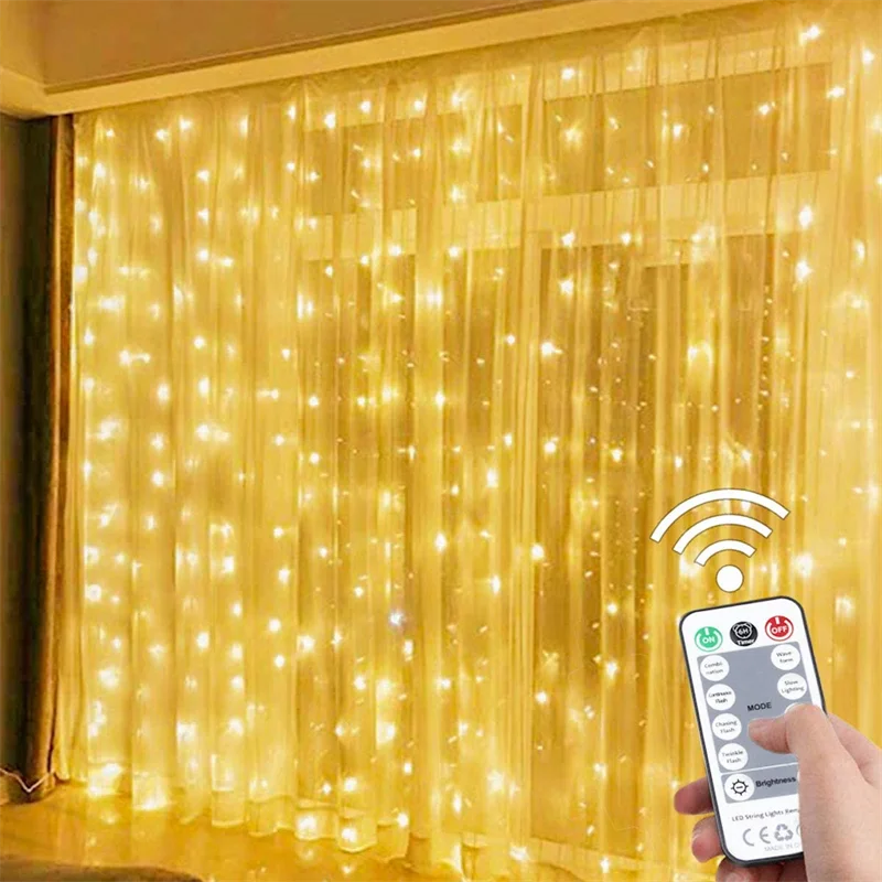 3M LED Curtain Garland  Fairy Lights Festoon with Remote New Year Garland  Christmas Decoration Party wedding decoration.