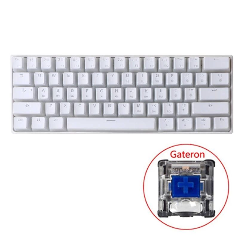 

61 Keys Type-C RGB LED Double Skin Milk Shot Backlit Wired Mechanical Keyboard Mini Gaming Keyboard Gateron Switchs Dropshipping