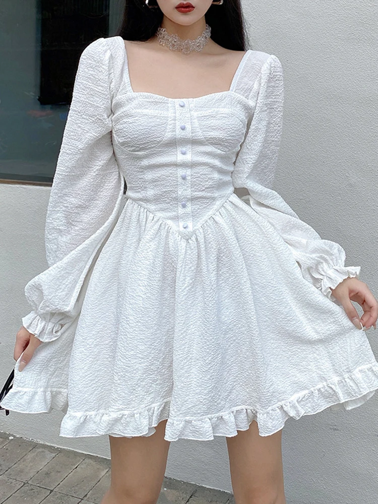 

Однотонный корсет Design Sense с квадратным воротником, платье А-силуэта с открытой ключицей, Новинка осени 2022, внешняя торговля