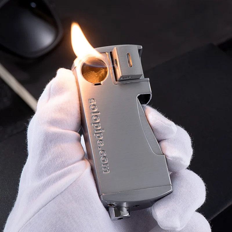 

2023 New Windproof Cigar Butane Gas Filled Open Flame Lighter Press Ignition High-end Men's Gift Unusual Cigarette Accessories