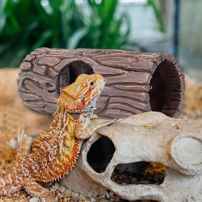 

Reptile Hide Cute Resin Birch Bark Iguana Hide Log Hideout Tank Decoration Auto Rearview Mirror Pendants Car Ornaments Accessory