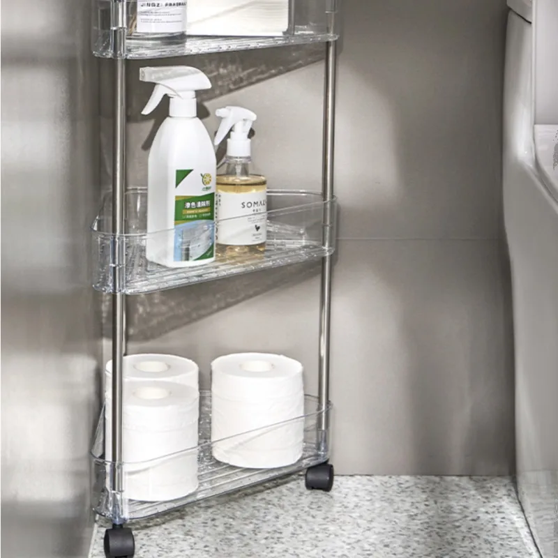 Угловая полка для хранения в ванной комнате тележка с раздвижными колесами