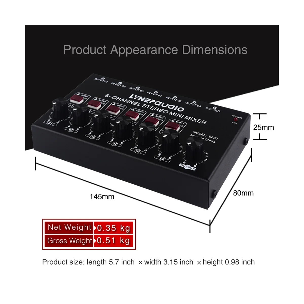 

Mini 6-Channel Stereo Audio Mixer Musical Instrument Mixer Electric Wind/Electric Guitar/Electronic Piano/Drums