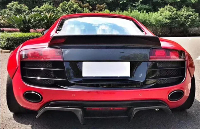 3 шт. настоящий задний бампер из углеродного волокна багажник спойлер для Audi R8 V8 V10