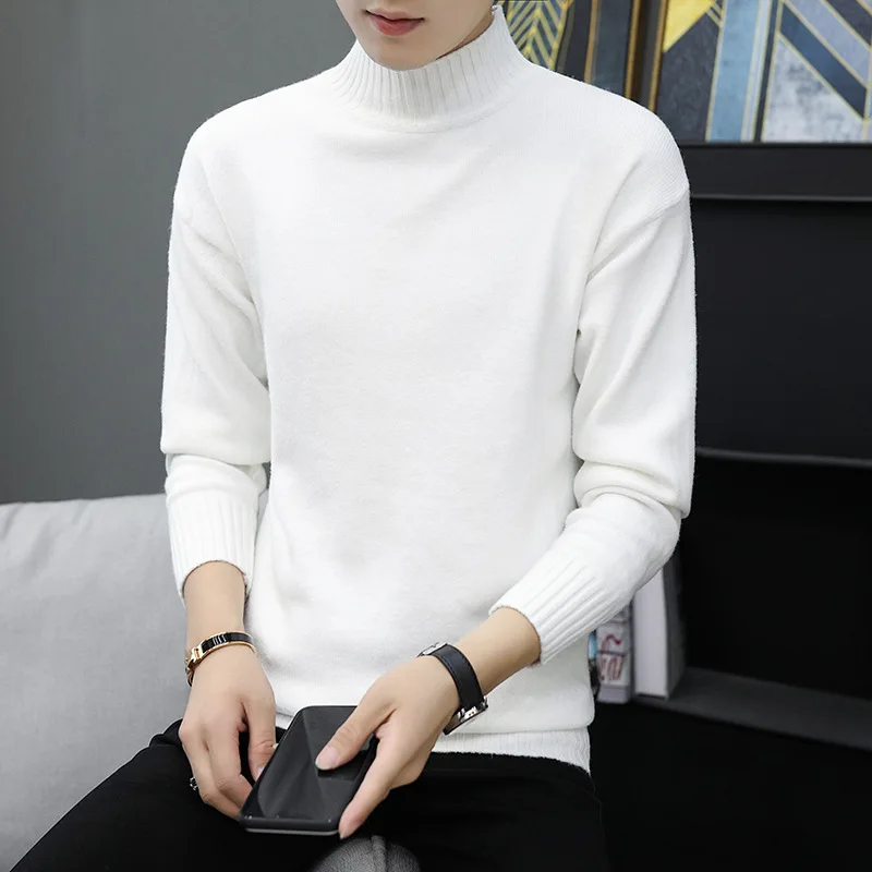 

Sweaters Men Green Coffee Turtleneck Pullovers Casual Mens Sweaters Spring Autumn Long-sleeved White Beige Gray Black Military