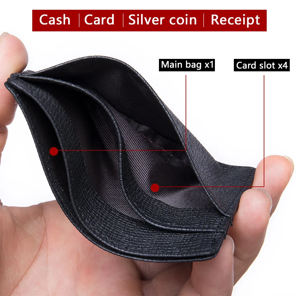 Держатель для карт из натуральной кожи тонкий банковский кошелек мужчин и женщин