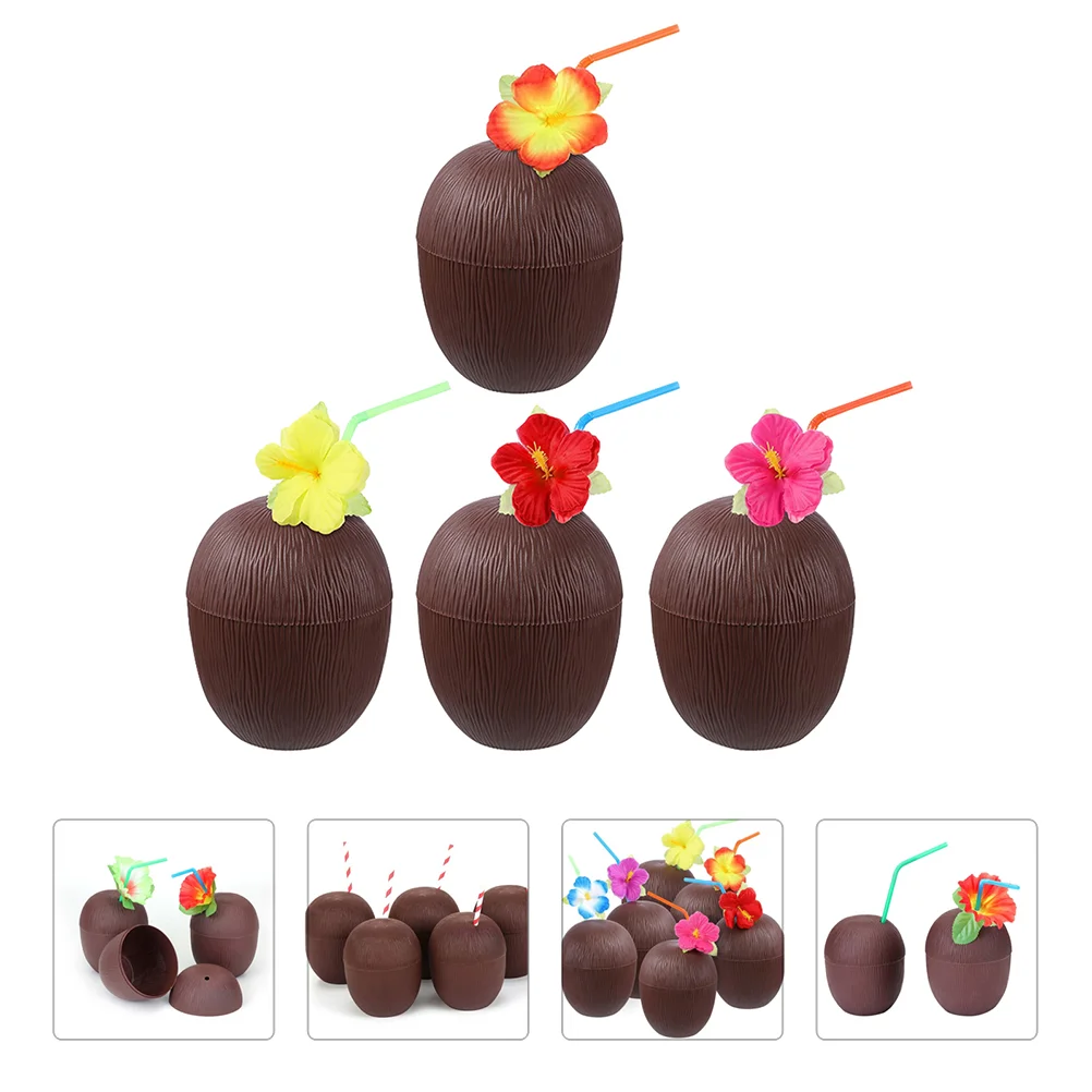 

1 Set Beautiful Creative Reusable Anti-skid Coconut-shaped Water Cups Beverage Cups