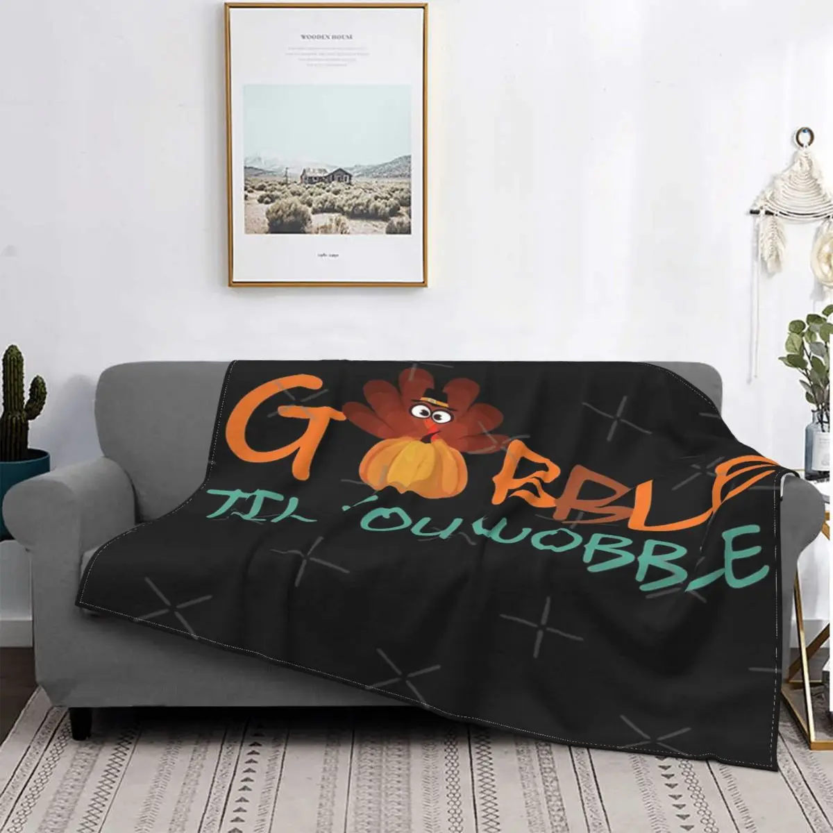 

Gobble Till You Wobble-Manta divertida, para cama colcha, manta a cuadros para bebé, manta de Picnic, ropa de cama de algodón