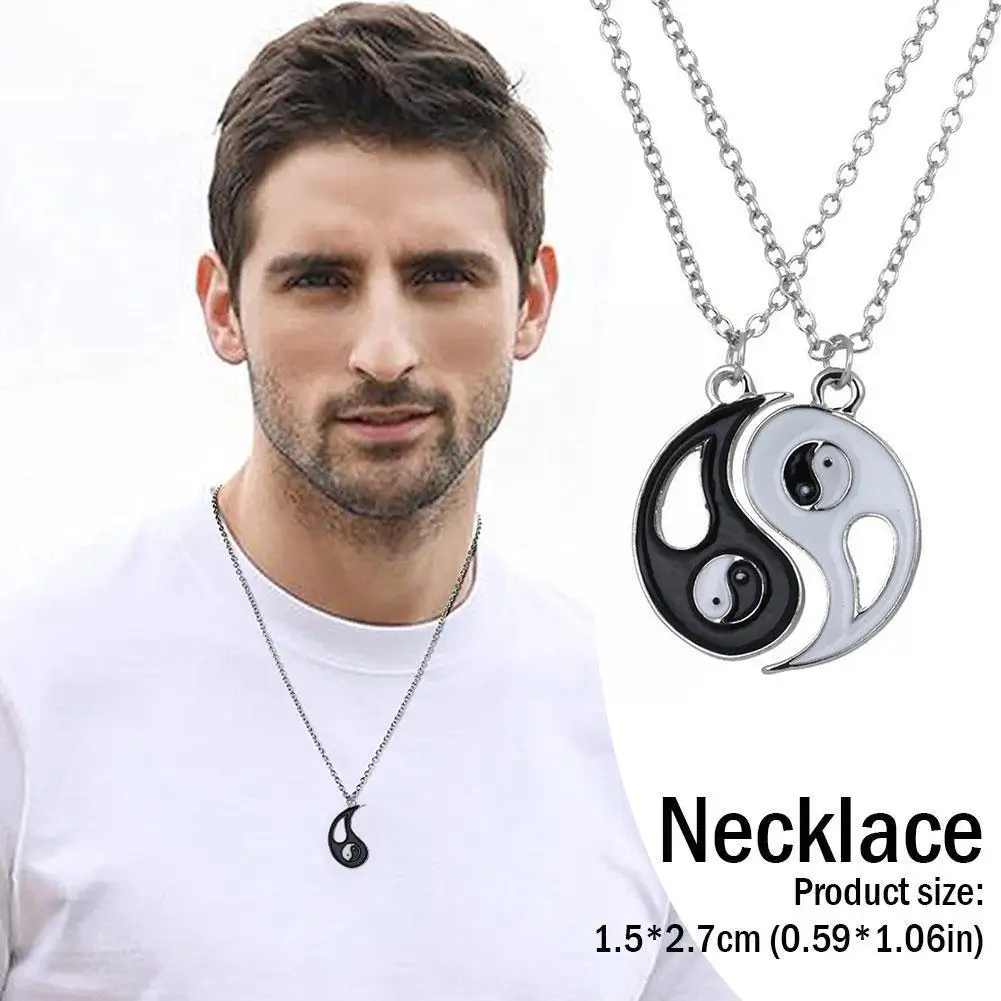 

New Best Friend Necklace Ying Yang Eight Diagrams Chain Necklace Gift Lover Couple Pendant Jewelry Q4w5