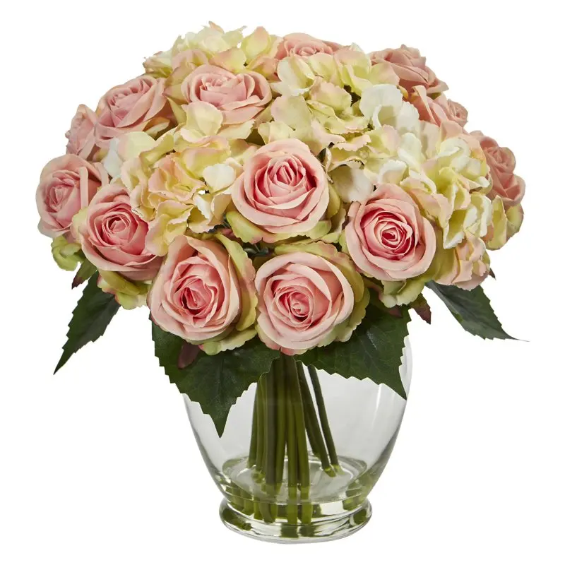 

Rose and Hydrangea Bouquet Artificial Flowers, Pink