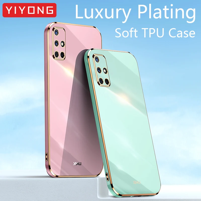 

For Samsung A51 Case YIYONG Plating Silicone TPU Ring Holder Cover For Samsung Galaxy A51 A71 4G M51 A52 A52S A72 5G Phone Cases