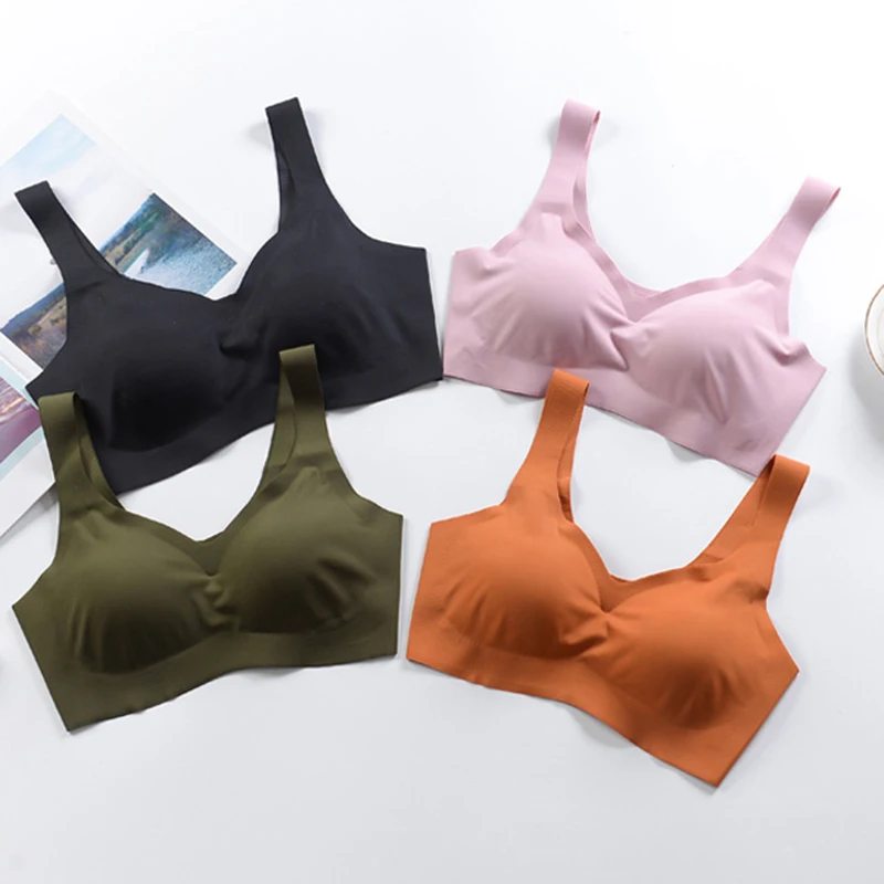 

Sexy Seamless Bra Wire Free Push Up Brassieres Women's Underwear Female Intimates Padded Bralette Ice silk Womens Lingerie