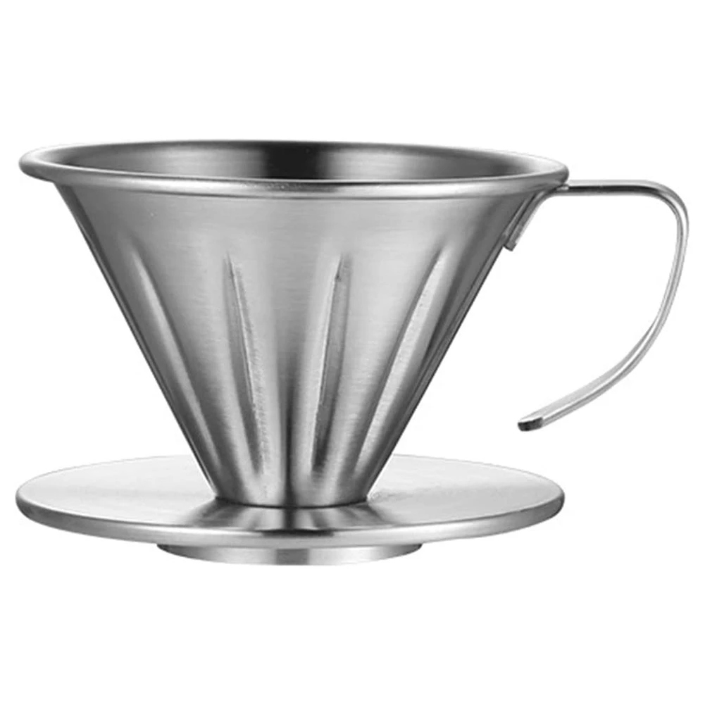 

Pour Over Coffee Dripper Stainless Steel Metal Reusable Cone Coffee Filter Slow Brewing Accessories for Home Cafe (S)