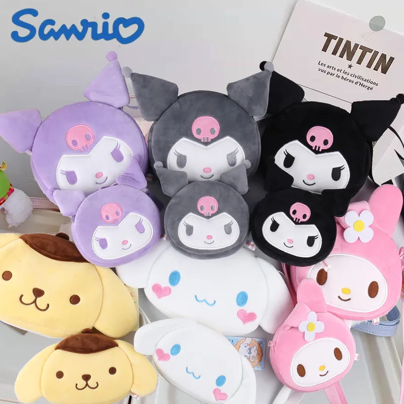 

Sanrio Kawaii Cinnamoroll плюшевая сумка My Melody Kuromi аниме, сумка Kt Cat Purin Dog Plushie для хранения монет кошелек рюкзак для девочки