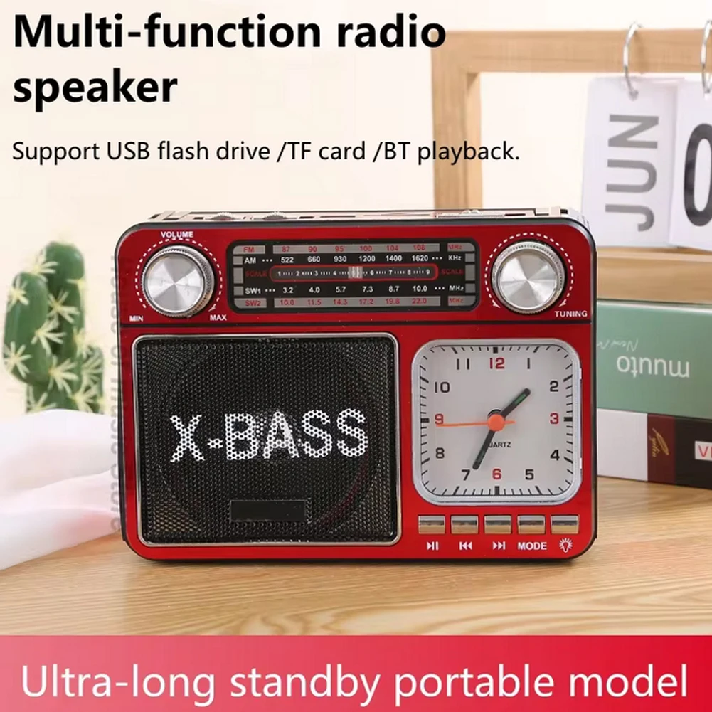 Portable AM/FM/SW Retro Radio Vintage Multifunctional With Speaker Flashlight BT5.0 TF Card For Indoor Outdoor Emergency