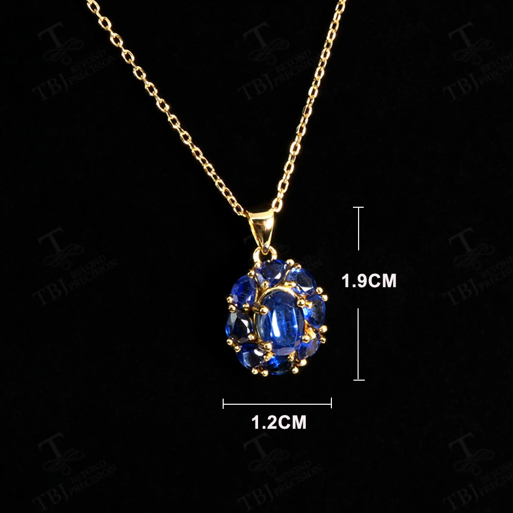 Ожерелье-подвеска из натурального синего кианита стерлингового серебра 925 пробы