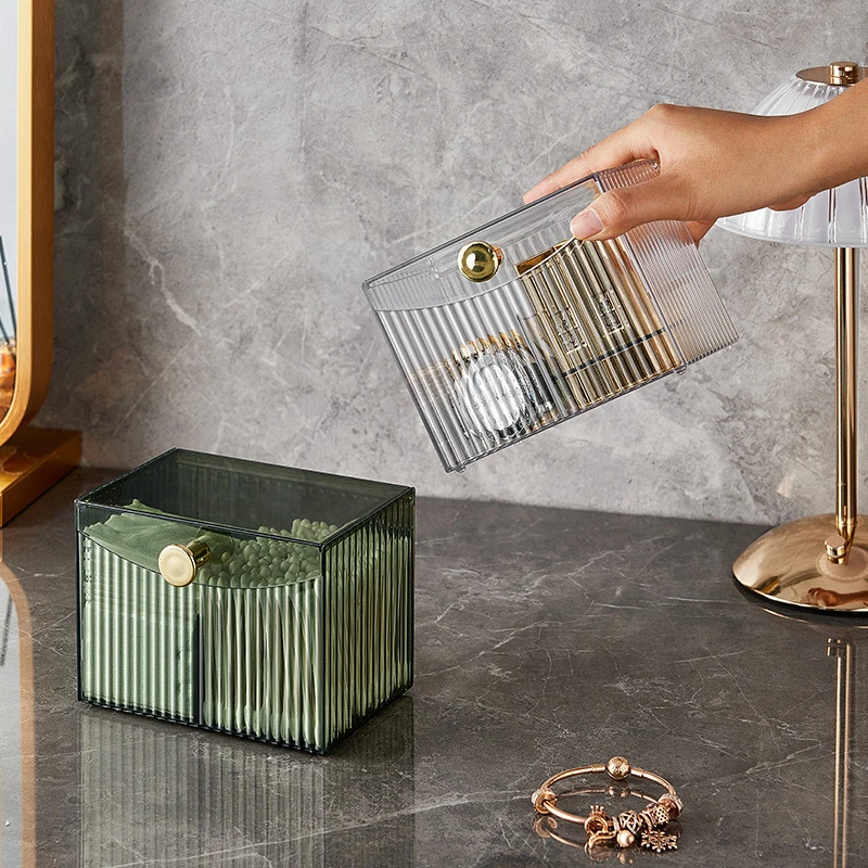 Коробка для хранения косметики ватных палочек спонж макияжа кисть настольный