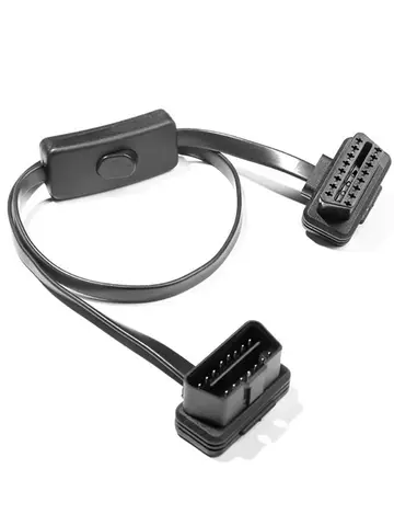 60 см OBD2 16-контактный прямоугольный удлинительный кабель «папа-мама» с диагностическим инструментом кабеля переключателя питания OBD