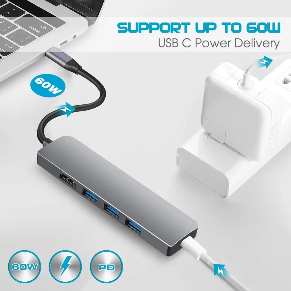Адаптер для USB Type-C и 3 0 5 в 1 | Электроника