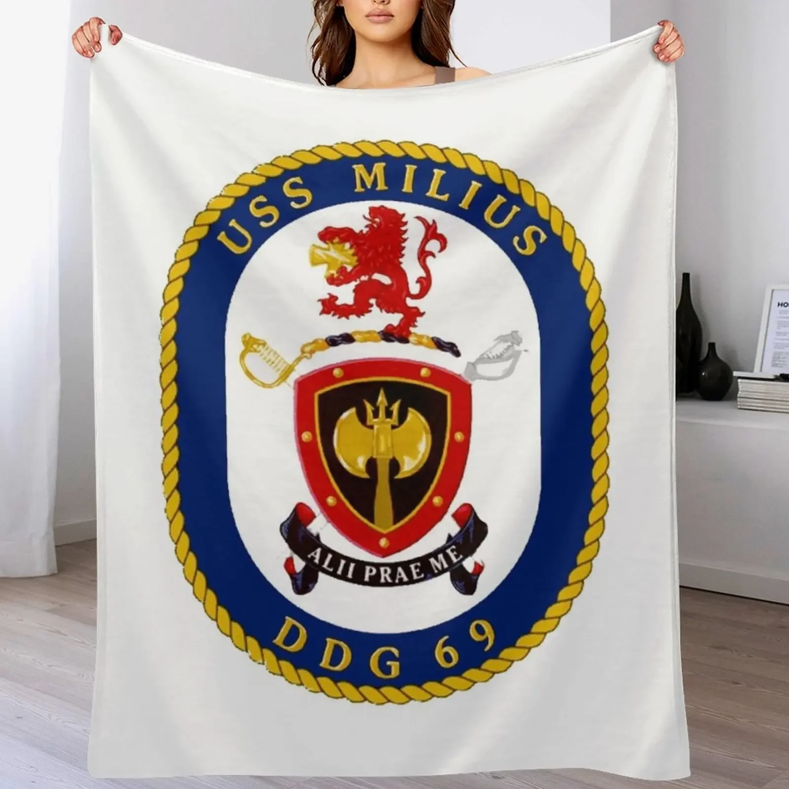 DDG-69 USS Milius Crest Плед Фланелевые дизайнерские диваны Термальные одеяла