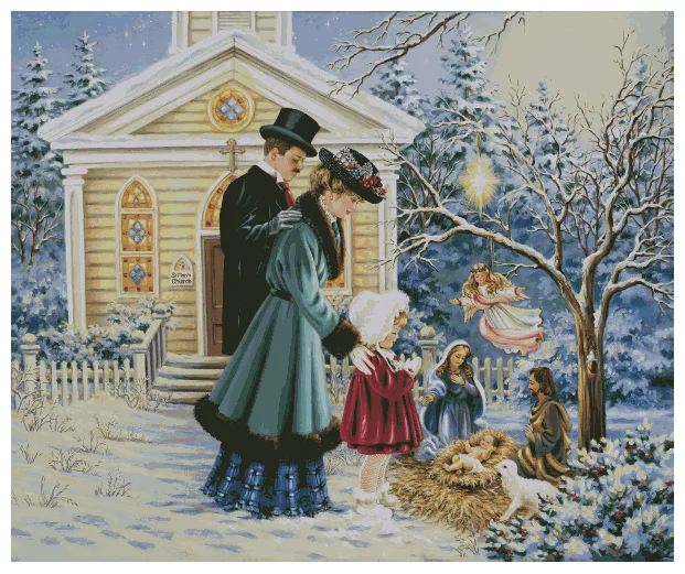 A Christmas Prayer Girl Embroidery Needlework Crafts 16CT 18CT 14CT Unprinted DIY Top Quality Cross Stitch Kits Handmade Arts