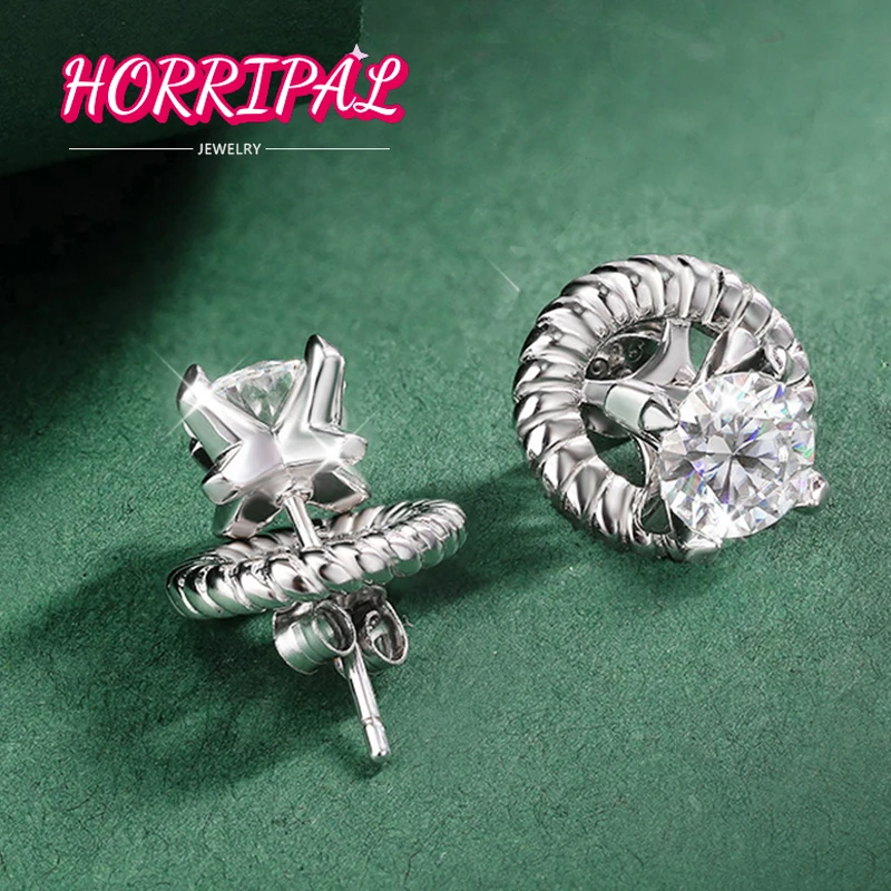 

HORRIPAL D vvs1 Moissanite Earrings 2 Ways To Wear Unique Design S925 Silver 18k Platinum Plated GRA Certified Fine Jewelry Gift