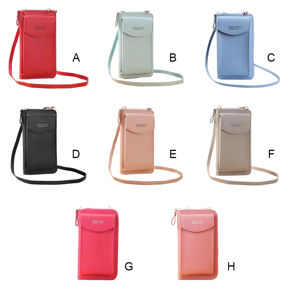PU Leather Women Wallet Solid Color Large Capacity Simple Style Coin Pocket Cash Compartment Phone Bag Purse Notecase Red