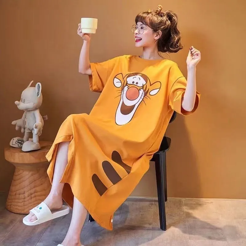 Onesie pajama for women Summer cotton nightdress female princess plus size short-sleeved jumpsuit