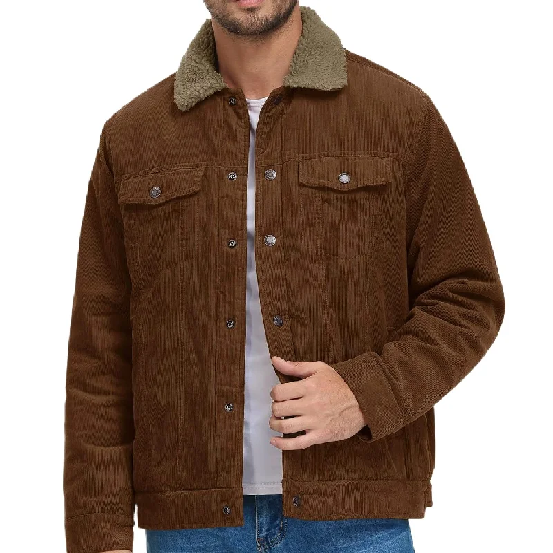 Мужская модная зимняя теплая вельветовая куртка на флисовой подкладке толстое