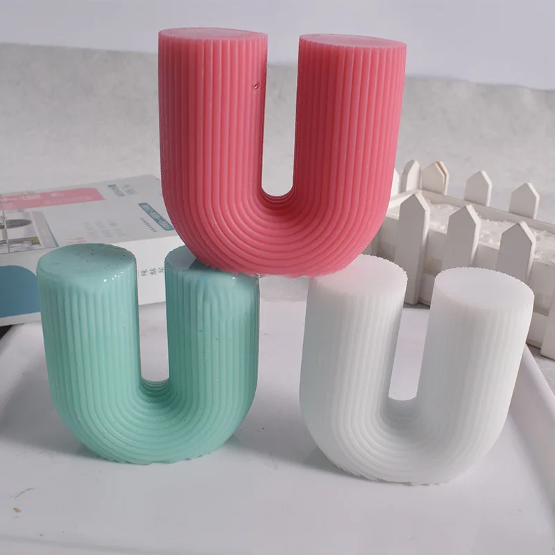

U Shape Candle Silicone Mold 3D Scented Mould for Resin Casting Craft Soap Candle Making Supplies Plaster Mold Home Deco Tools