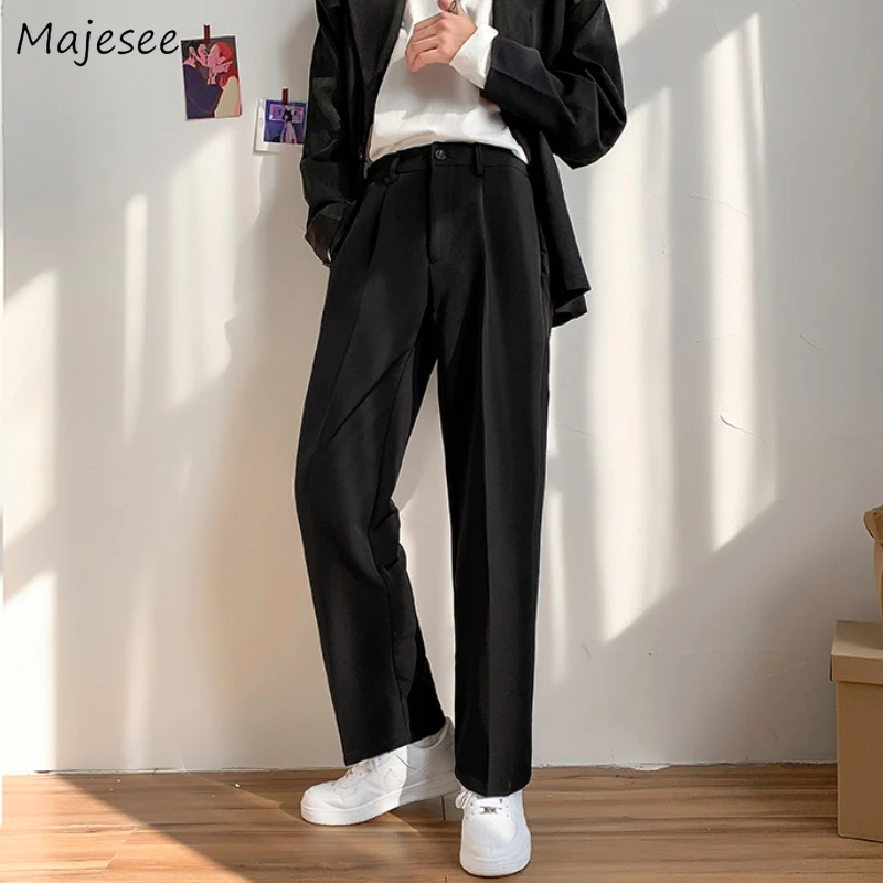 

Pants Men Button Up Ins Ulzzang Gentle Straight Streetwear All-match Casual Stylish Teens Trousers Pantalones Baggy Japanese Ins