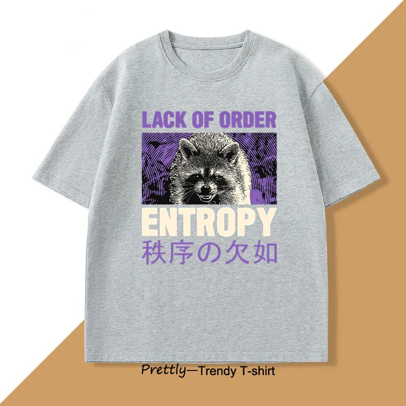 Entropy Raccoon Футболка с принтом Мужская дизайнерская одежда в японском стиле