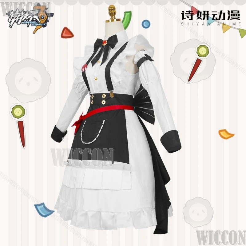 Theresa Apocalypse Game Honkai Impact 3 костюм для косплея белый парик платье горничной в стиле