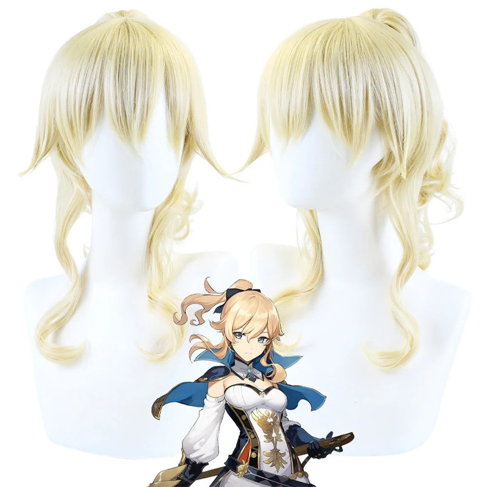 

Парик для косплея Game Genshin Impact - Jean Gunnhildr Qin, Женский термостойкий парик с золотым конским хвостом из синтетических волос, реквизит для косплея ...