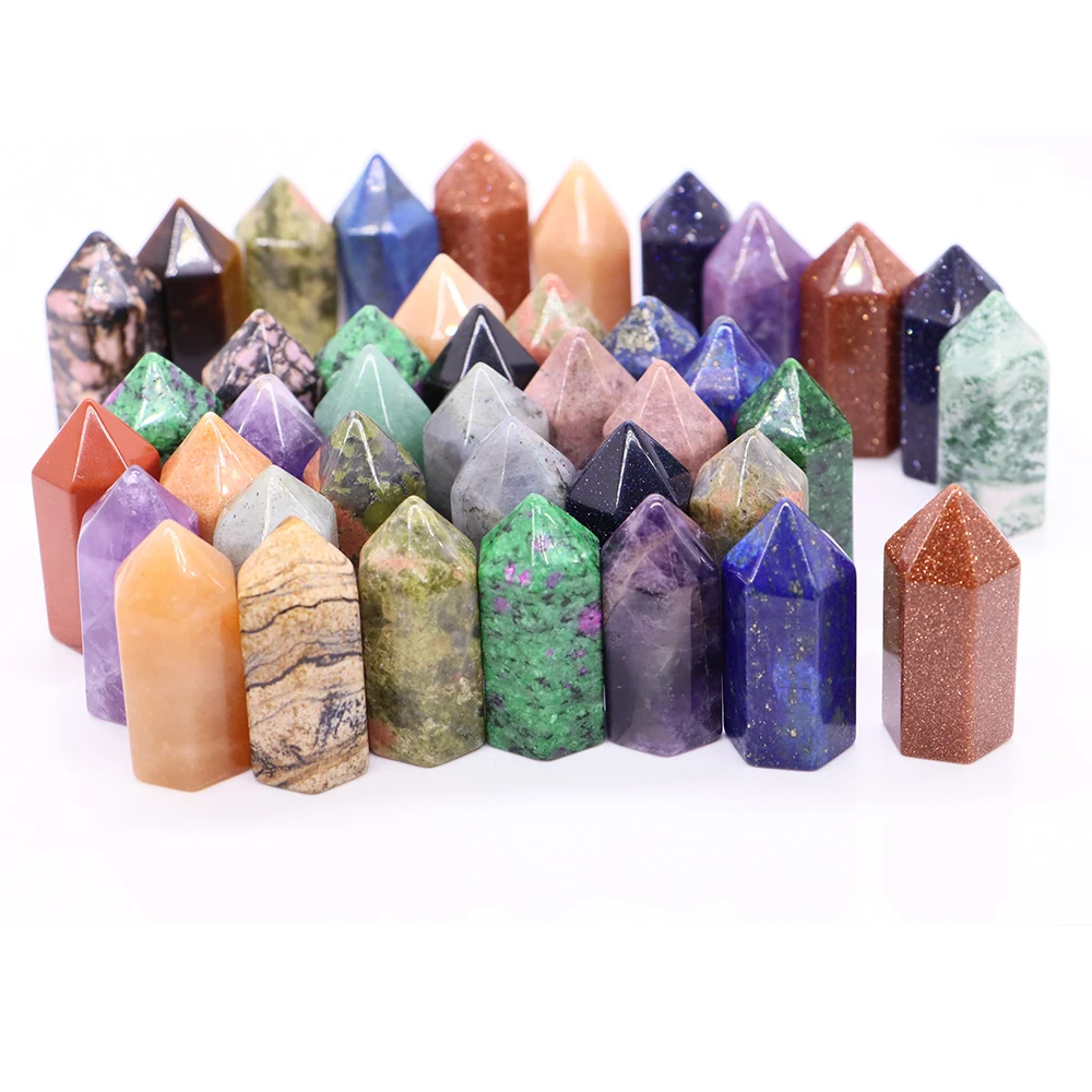 

35x15MM Natural Stones Point Wand Reiki Healing Crystal Tower Energy Ore Mineral Polished Crafts Amethyst Quartz Home Decoration