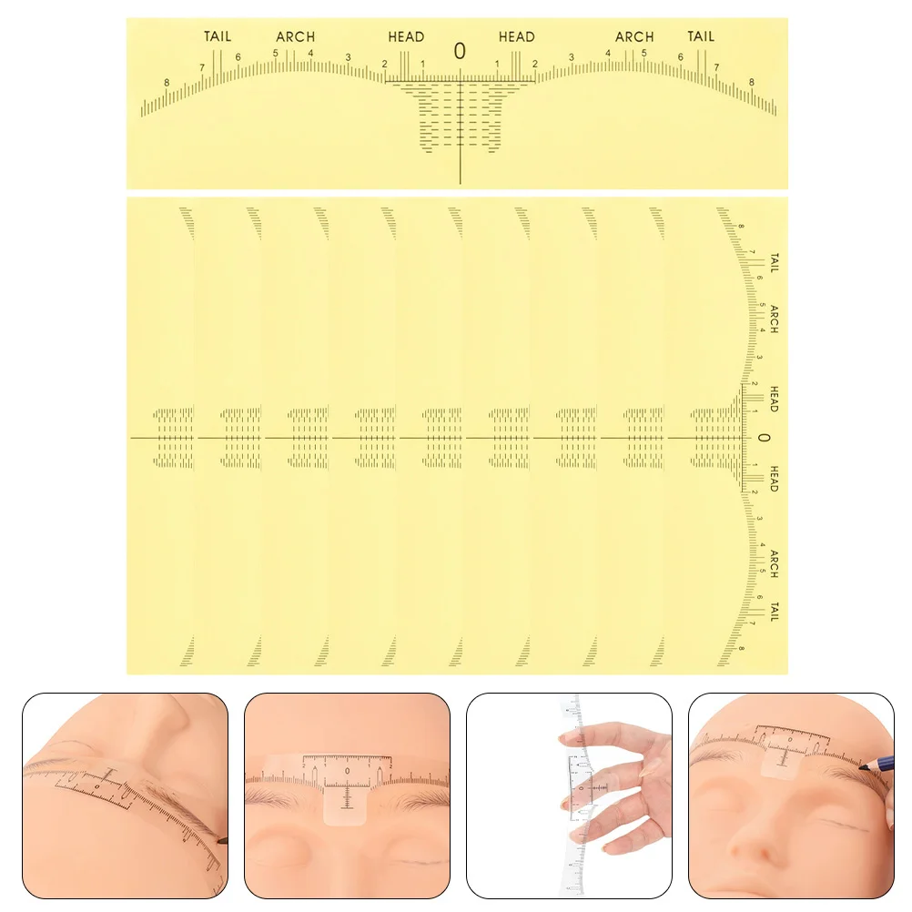 

10 Pcs Eyebrow Tattoo Ruler Professional Leveling Shaper Makeup Tools Positioning Stamping Kit Marker Trimmer Line Women