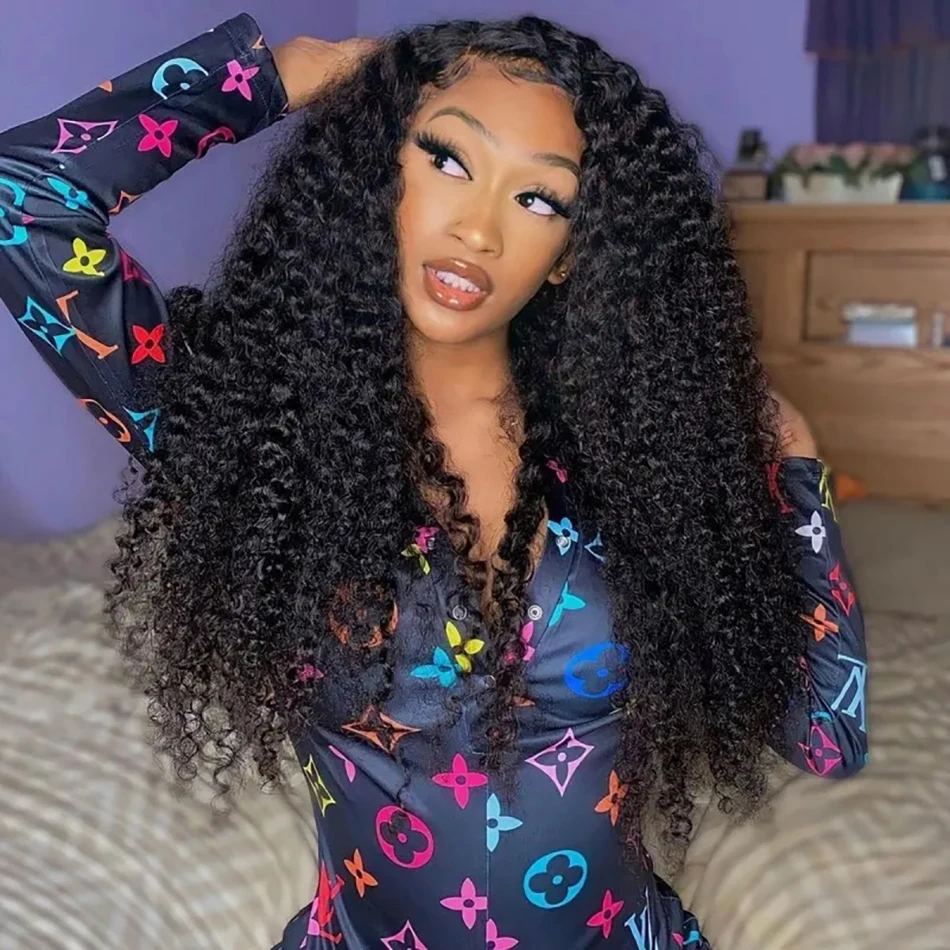 Deep Wave Frontal Wig Human Hair Wigs For Women 13X4 Lace Frontal Wig Peruvian Kinky Curly Lace Closure Wig 4X4 Lace Wig