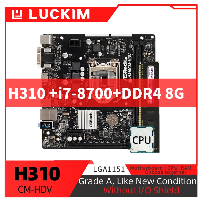 Refurbished H310CM-HDV Motherboard LGA1151 I7-8700 Set Kit with Processor 8G DDR4 2400MHZ RAM