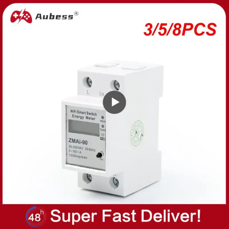

3/5/8PCS Wifi Single Phase Din Rail Wattmeter Smart Life Power Consumption Kwh Meter Tuya Smart Energy Meter