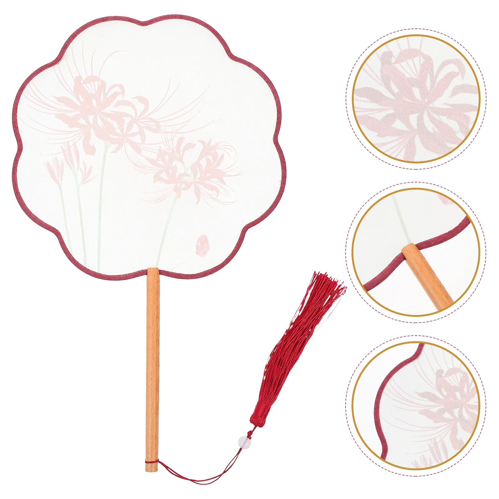 

Fan Hand Chinese Silk Round Circular Dance Handheld Embroidery Summer Costume Paddle Ancient Decorative Handlebelly Classic Tai