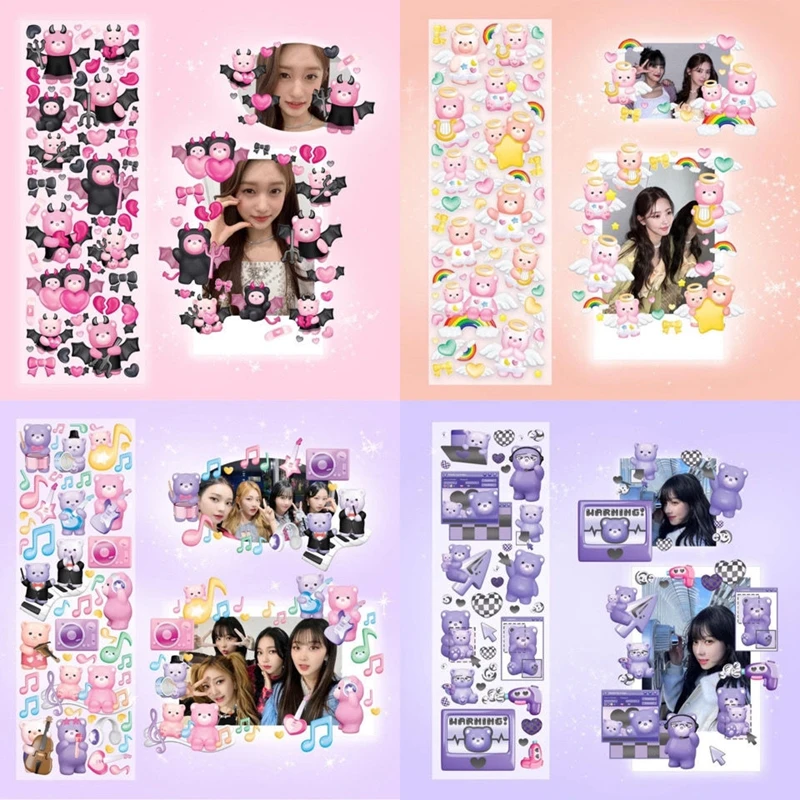 1pcs Kawaii Soft Bear Stickers Idol Card Journal Planner Decorative Mobile Sticker Scrapbooking Photo Album Korean Stationery - купить по