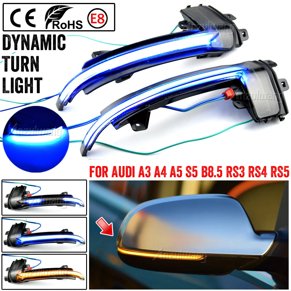 

For Audi A3 8P A4 A5 B8 Q3 A6 C6 4F S6 SQ3 A8 D3 8K Water Blink Dynamic Flowing Side Mirror LED Turn Signal Light