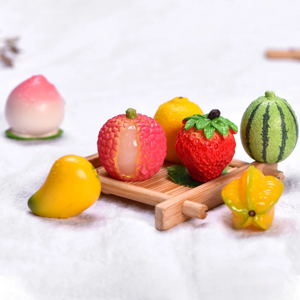 

7 Pcs Simulated Fruit Ornaments Fake Adornment Artificial Watermelon 3X3X3CM Lifelike Fruits Model Resin Simulation Prop