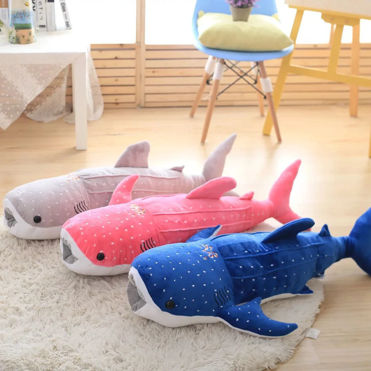 

YL Big Creative Blue Whale Shark Sea Fish Plush Toy Pillow 50-150cm Stuffed Soft Dolls Great White Shark Lunch Sleeping Pillows