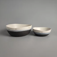 ceramic tableware ins nordic style retro blue gradient irregular household rice salad bowl
