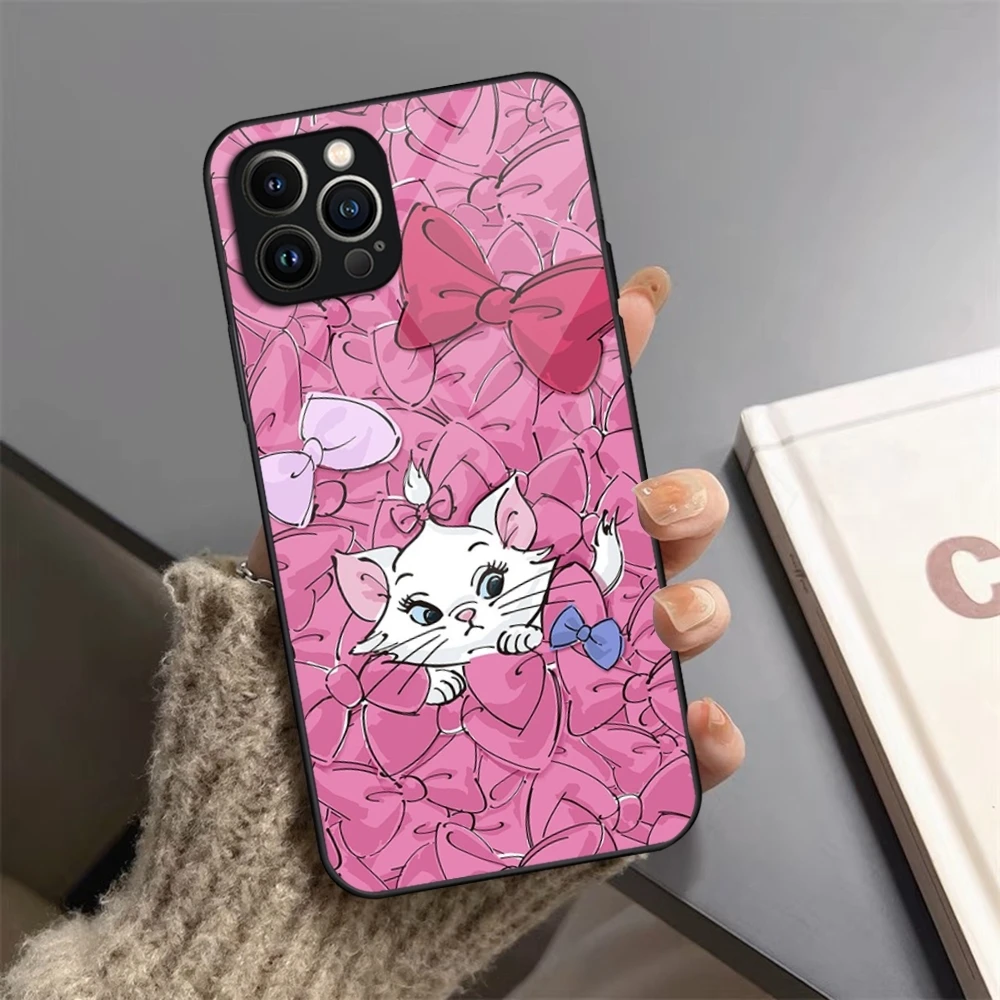 Чехол для телефона из закаленного стекла с аниме Мари-котом iPhone 13 14 16 12 15 11 Pro XS Max