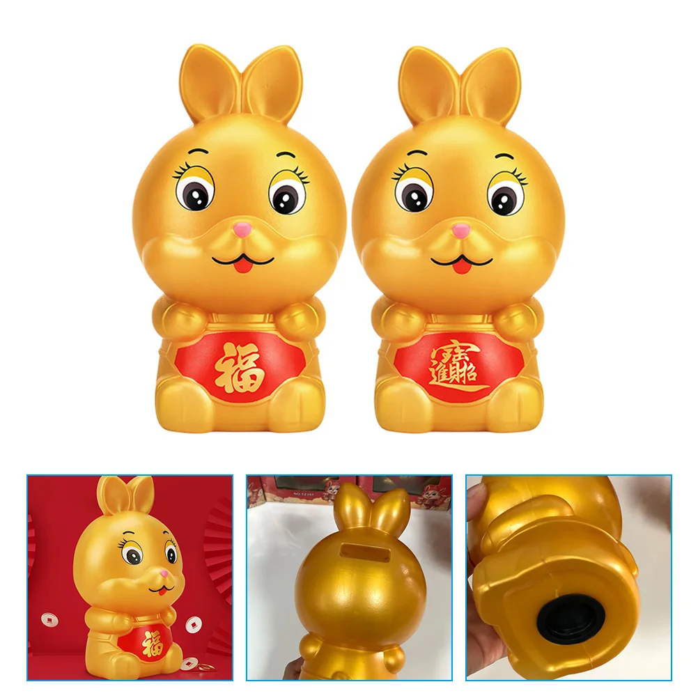 

2pcs Gift Home Bunny Saving Pot Piggy Banks For Kids Cartoon Ornament Piggy Bank For Kids Piggy Bank Safe
