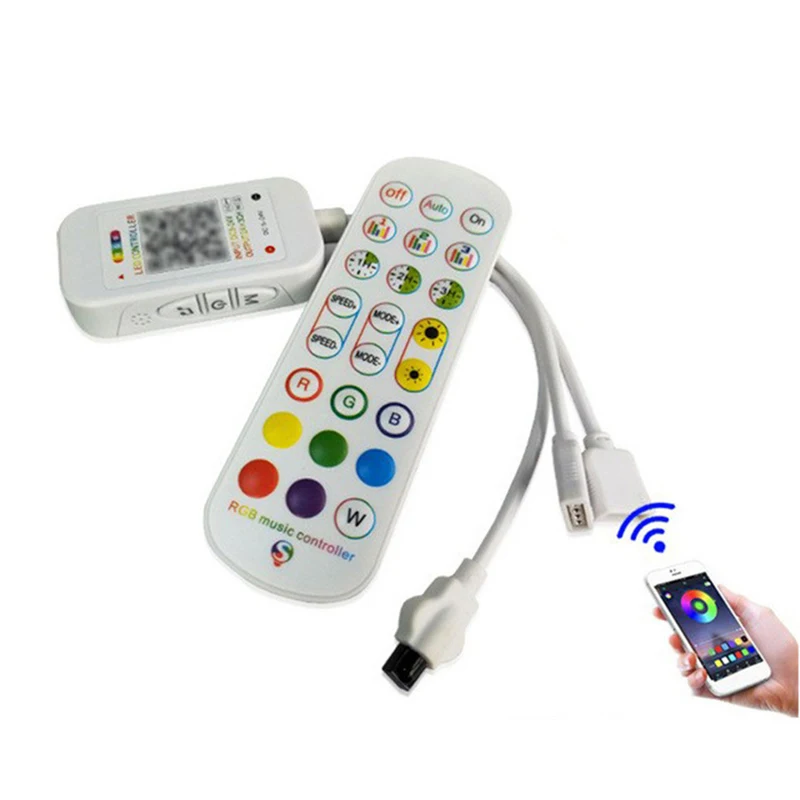 Smart Bluetooth RGB LED Strip Controller 5V 12V 24V With 24Key Remote Music Sync Phone Control For LED Ribbon Party Light