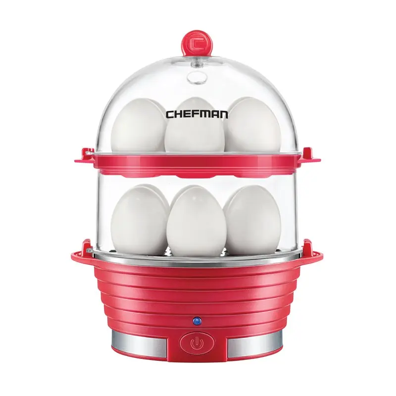 

Electric Double Egg Cooker, Quickly Makes 12 Eggs, BPA-Free, Red