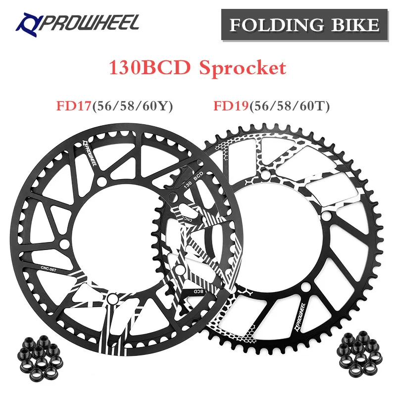 

PROWHEEL Sprockets 130BCD Fold Bicycle Chainrings 56T 58T 60T Chain wheel 11 speed chainring Crank Parts BMX chainrings